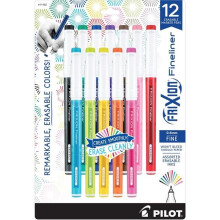 Pilot Frixion Fineliner Erasable Marker Pens 12-Piece, 0.6mm Fine Point, Thermo-Sensitive Ink, Quick-Dry, Assorted Colors | PI466015