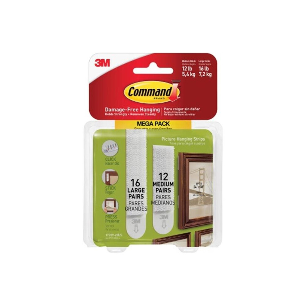 3M  Command Picture Hanging Strips Mega Pack, White