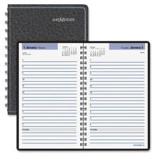 At A Glance 5 x 8 in. Daily Appointment Book, Leather - Black