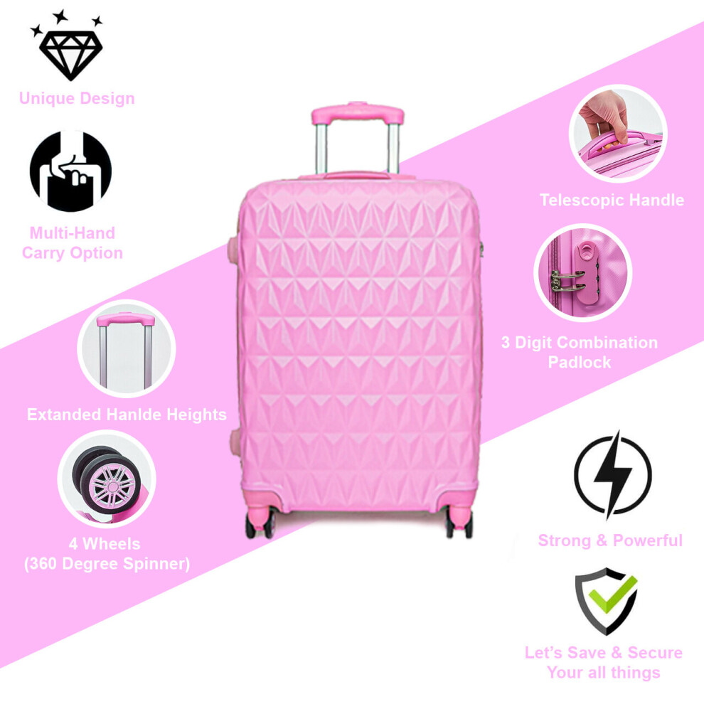 20 PINK Hard Shell Suitcase Lightweight hand Carry Cabin on OnBuy