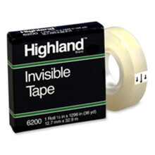 3M MMM341296 Invisible Tape, 1 in. Core, .75 in. x 1296 in., Clear