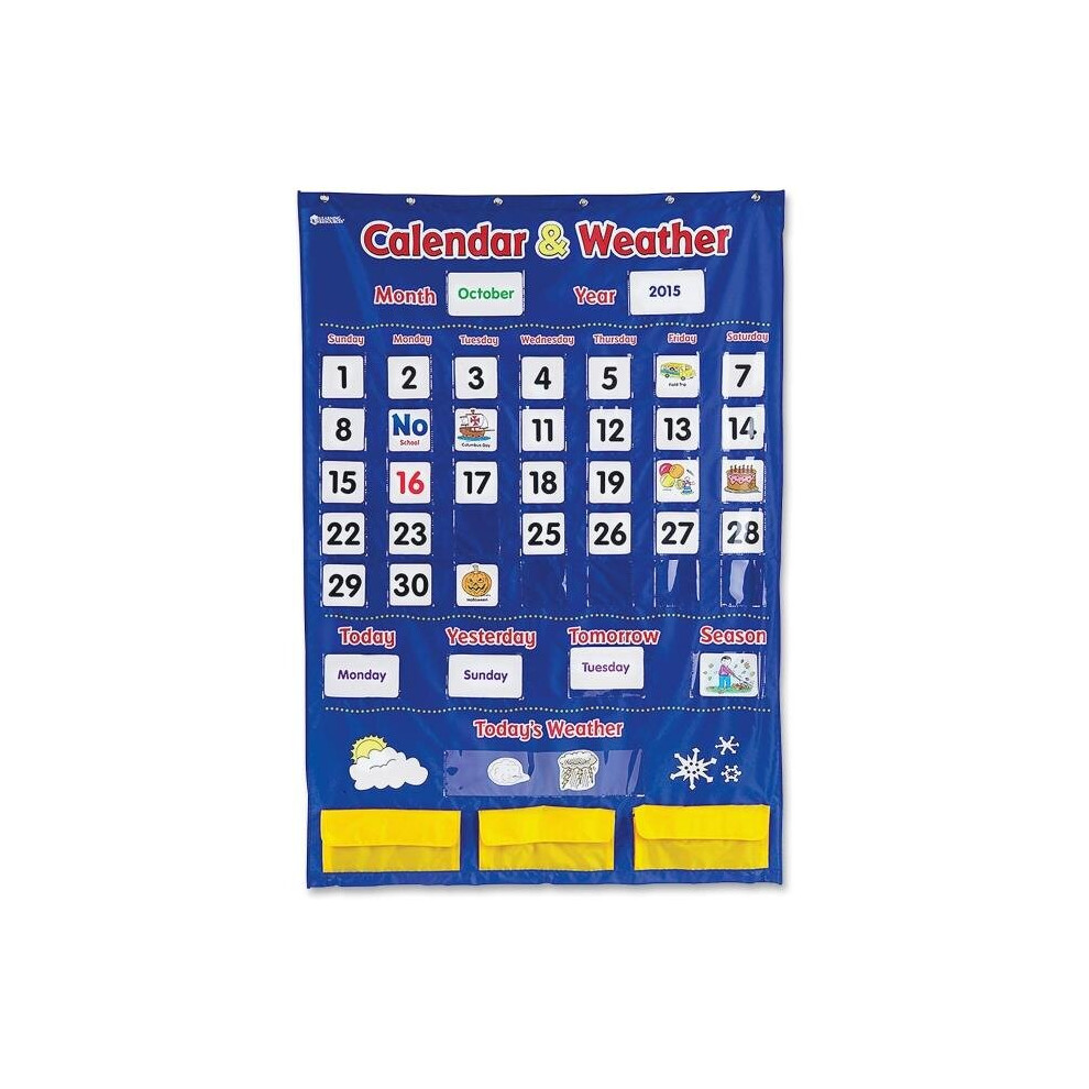 Learning Resources  Calendar & Weather Pocket Chart - Multi Color, 138 Piece