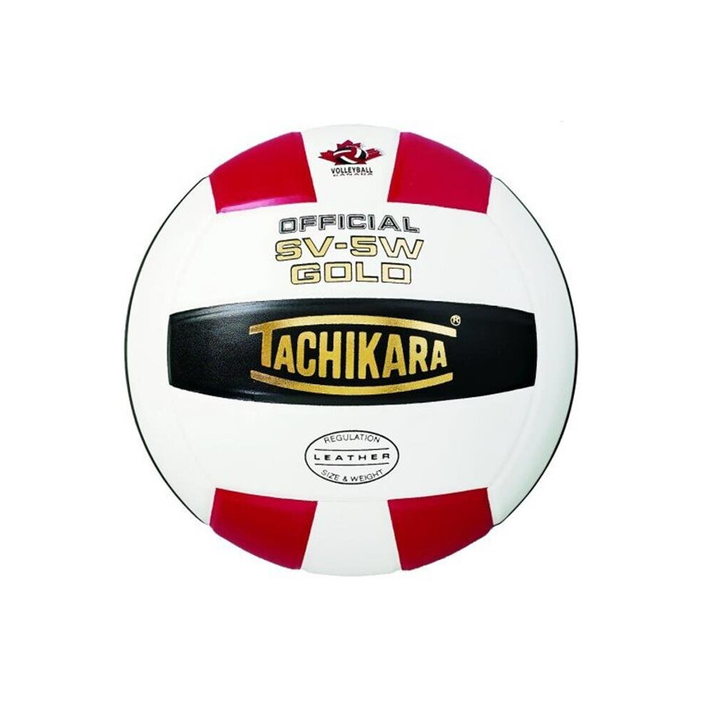 Tachikara  Gold Competition Premium Leather Volleyball - Scarlet-White-Black-image-OPC-PB6PVQF-NEW