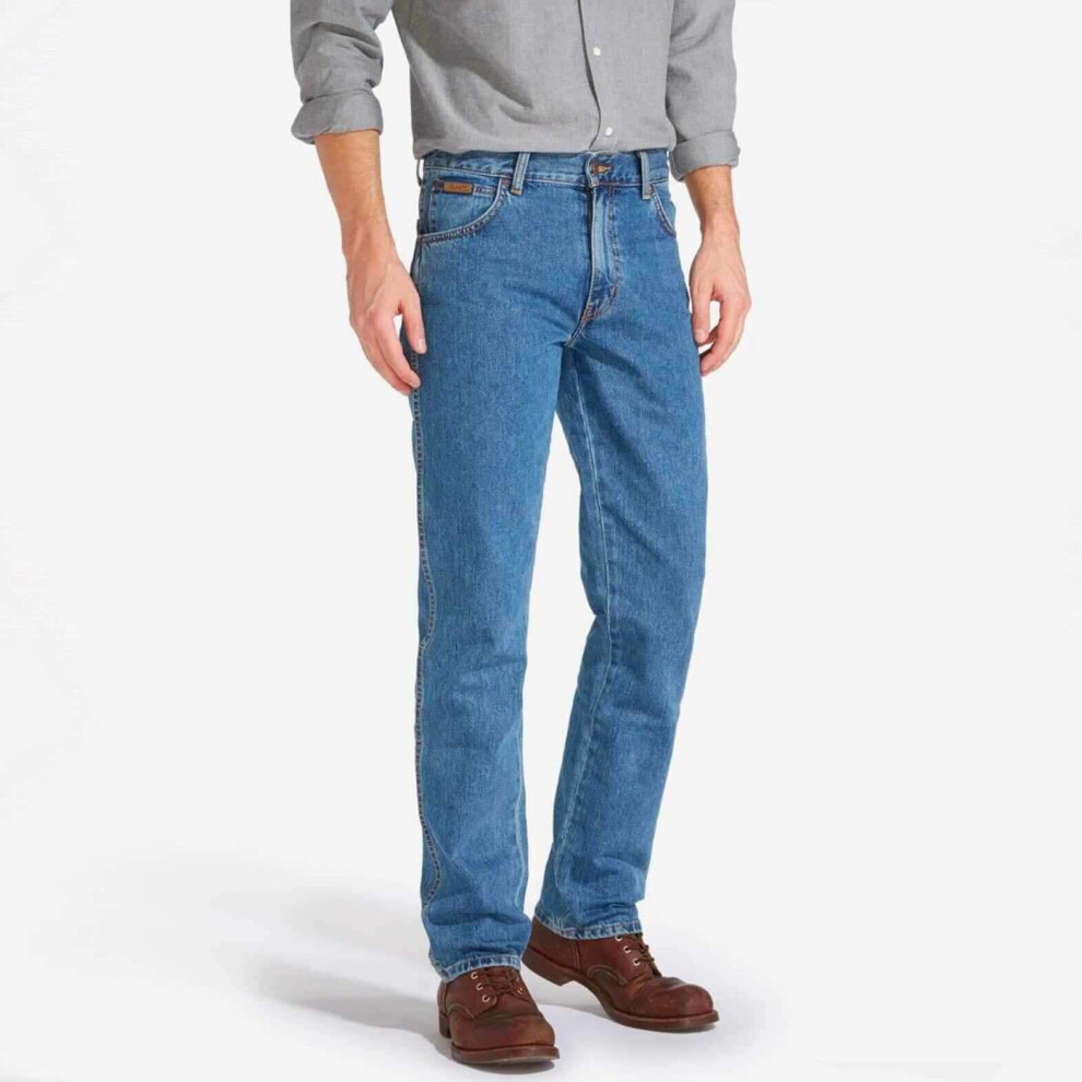 Wrangler (44W / 32L) Texas Original Straight Leg Mens Jeans - Stonewash