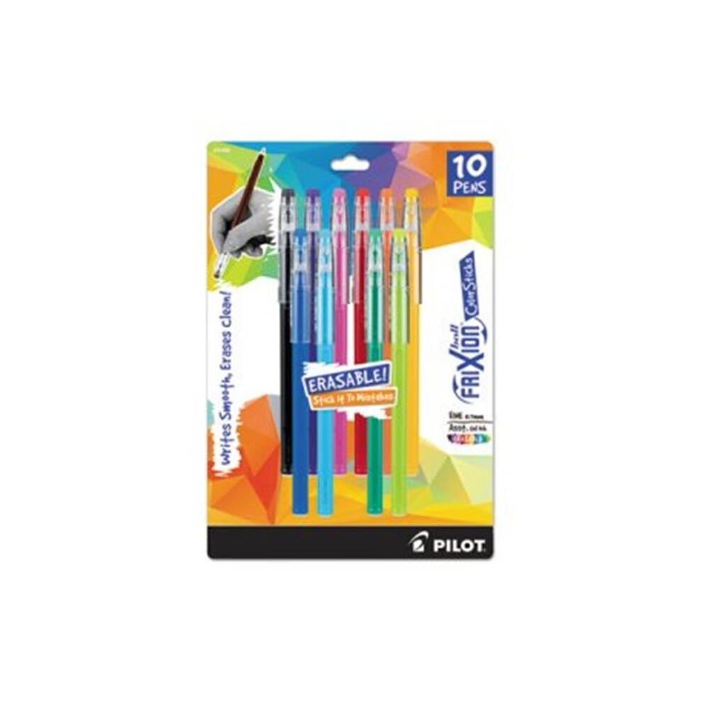 Pilot  0.7 mm Frixion Color Sticks Erasable Gel Ink Pen, Assorted Color - Pack of 10