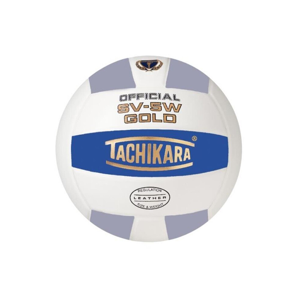 Tachikara  Gold Competition Premium Leather Volleyball - College Blue-White-Silver Gray-image-OPC-PB6PV96-NEW