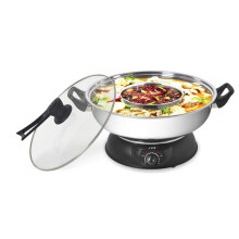 SPT 5 qt. Stainless Steel & Black Electric Shabu Pot
