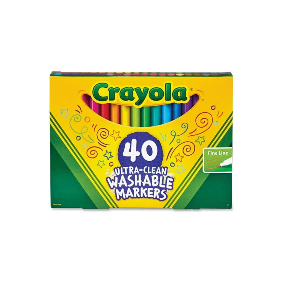 Crayola  Ultra-Clean Washable Classic Markers, Fine Point - Classic Colors, 40 per Set
