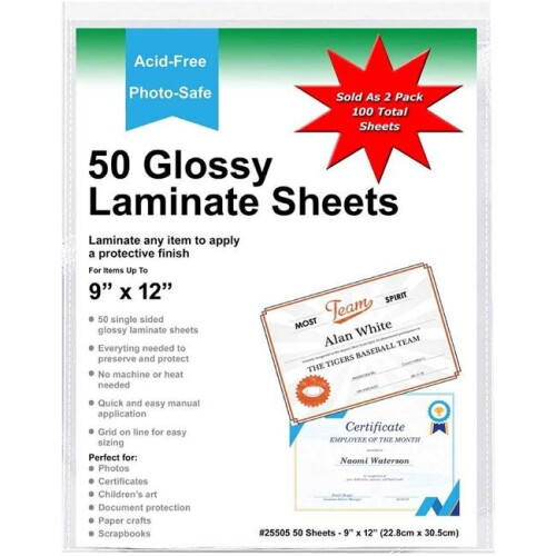 Tarifold  9 x 12 in. Self - Adhesive Clear Laminating Sheets