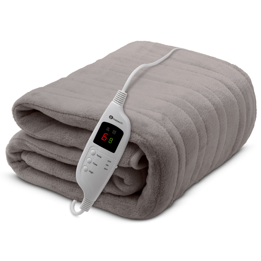 (Grey) CozyMate Fleece Electric Heated Throw