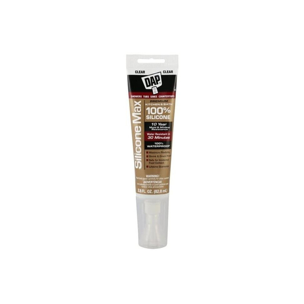 Dap 2.8 Oz Silicone Max Premium Kitchen & Bath Silicone Sealant, Clear 758218354063