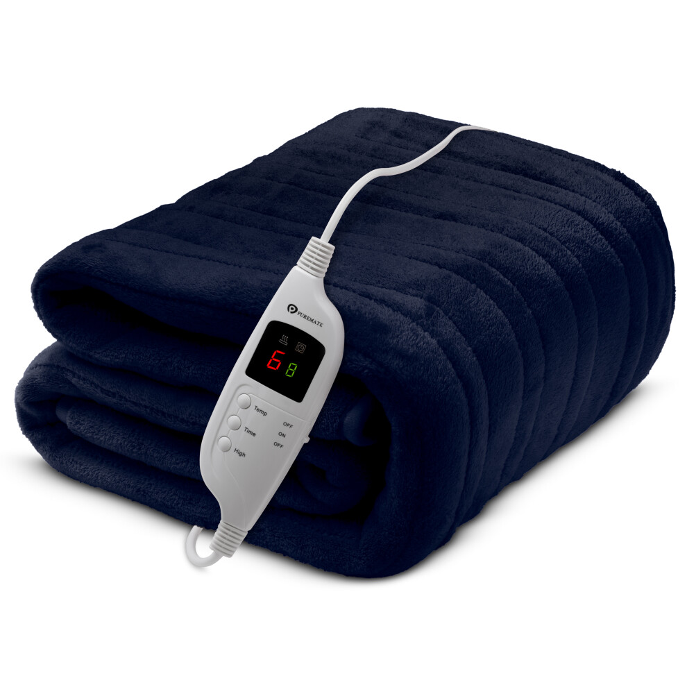 (Navy) CozyMate Fleece Electric Heated Throw