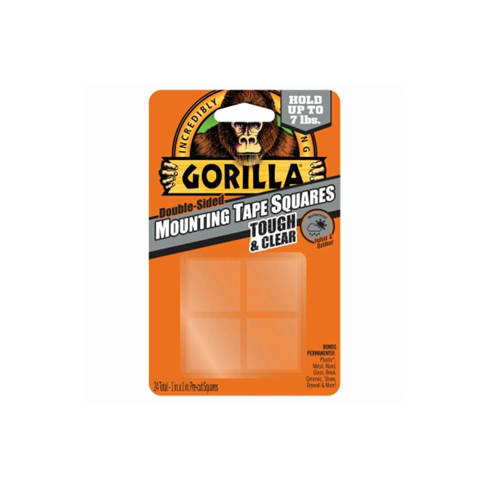 Gorilla Glue  1 in. Clear Mounting Tape Squares - 6 Piece & 24 Count