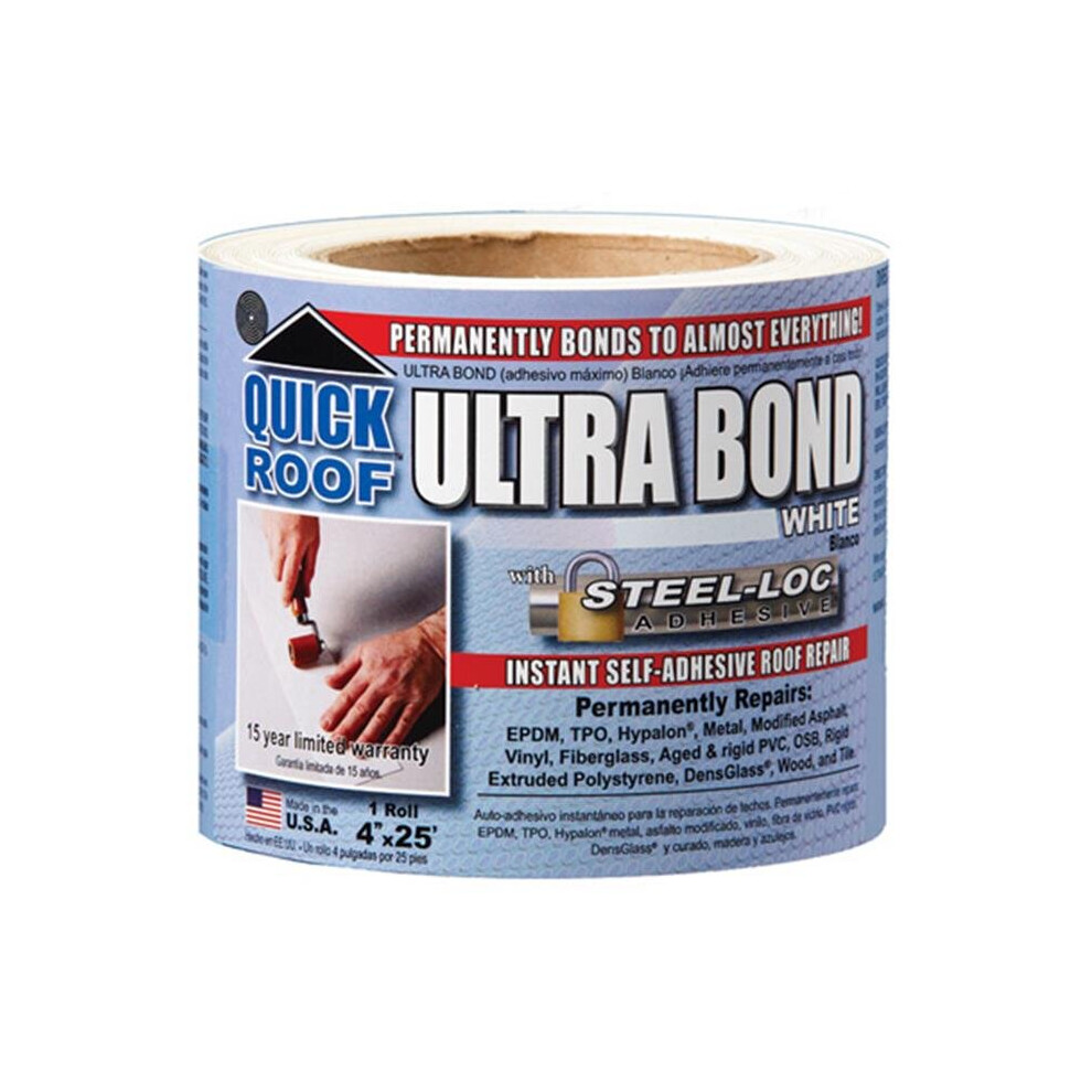 Cofair Products Ubw425 4 In. X 25 Ft. White Ultra Bond Instant Self-Adhesive Roof Repair 758218439098