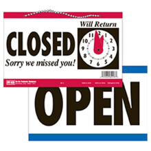 Hy-Ko Products CL-1 5.75 x 11 in. Open & Closed Clock Sign  White and Black Pack of 3