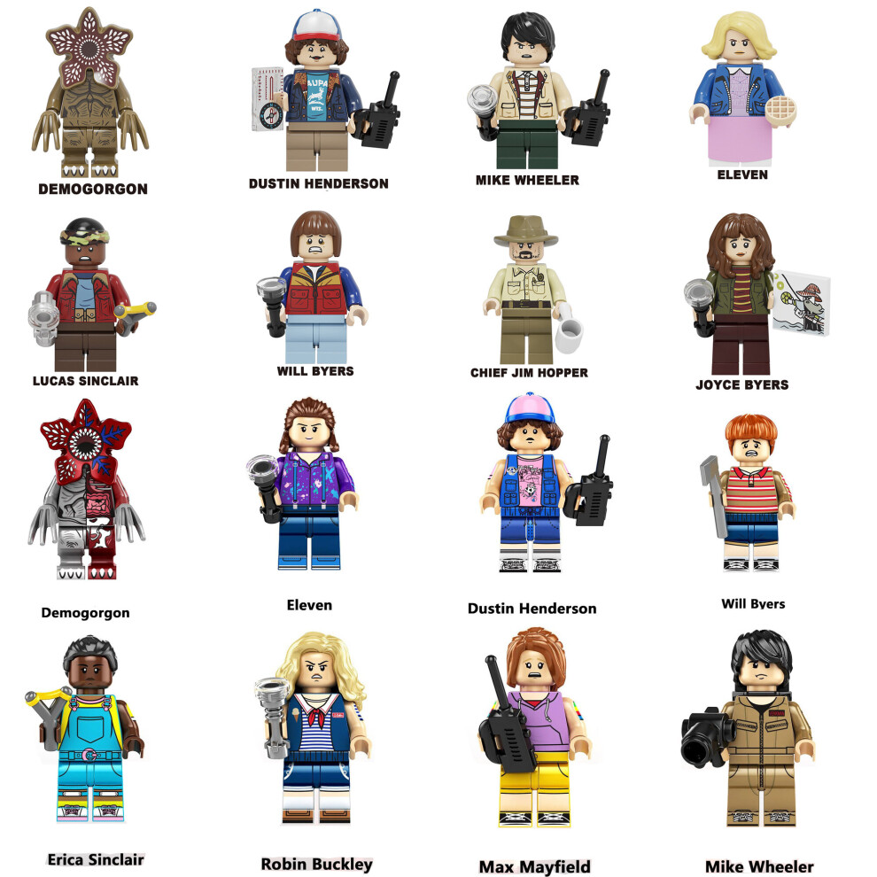 (16pcs?A+B?) 16pcs Stranger Things Assembled Minifigures Stall Toys Building Blocks Fit Lego