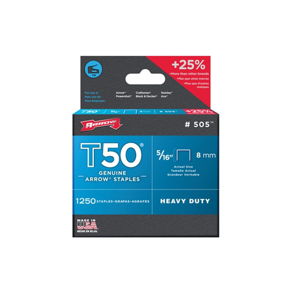 Arrow Fastener 505IP 5,000 Pack, T-50 - .31 in. Staples