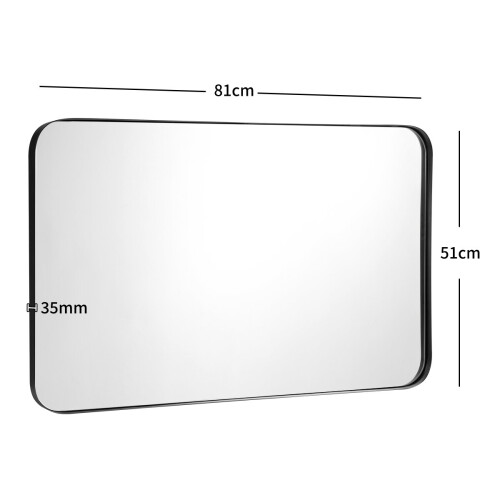 Costway 81x51cm Bathroom Wall Mirror Rectangular Wall Hanging Mirror Black 1