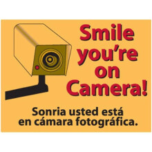 Centurion SIGN SMILE Yellow, Smile Your On Camera Sign - 9 x 12 in