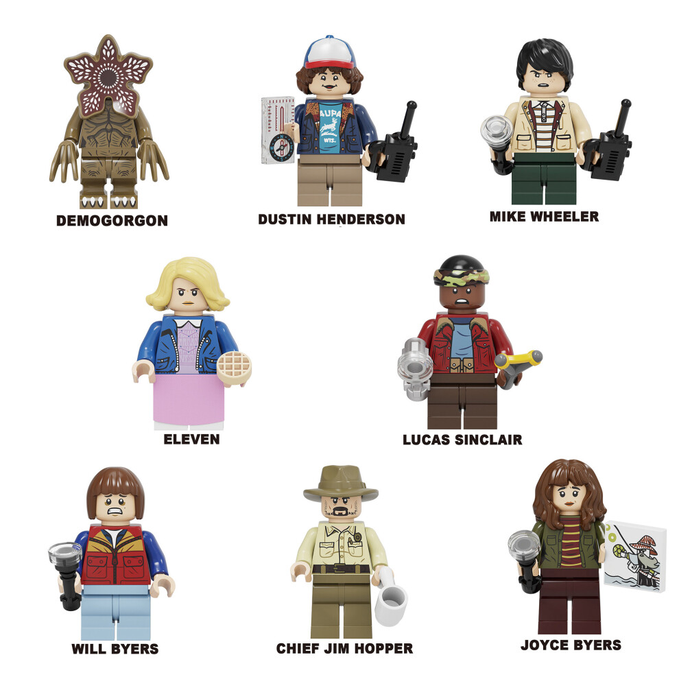 (8pcs?A?) 16pcs Stranger Things Assembled Minifigures Stall Toys Building Blocks Fit Lego