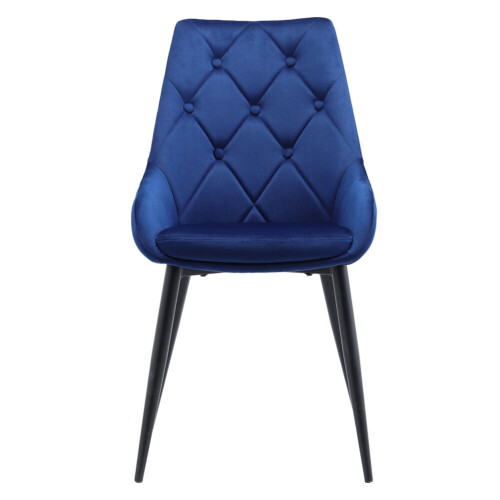 Living And Home (Blue) 2pcs Velvet Metal Legs Button Upholstered Dining Chairs 2
