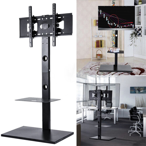 Swivel TV Floor Stand with Cable Mount Component Shelf fit 32-65 2