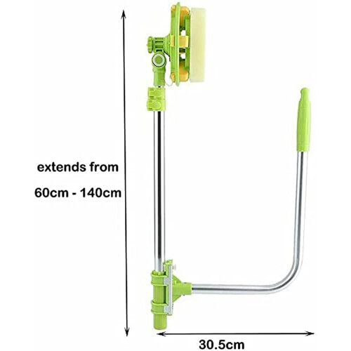 Extendable Window Squeegee with Rotating Head - High-Rise 2-in-1 Window Cleaner, Telescopic 0.6-1.4 m 1