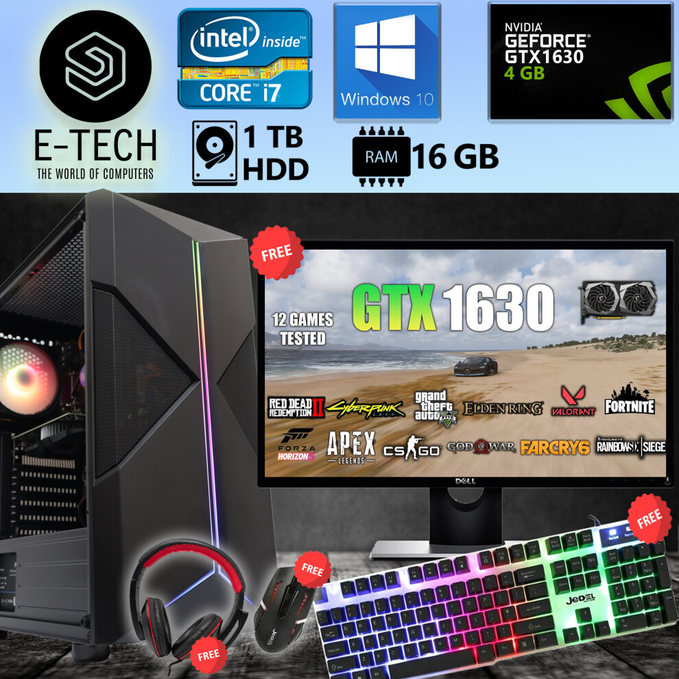 Gaming PC Computer Bundle Intel Quad Core i7 16GB 1TB GTX 1630 W10-image-OPC-PB6Q6XJ-REFURBISHED