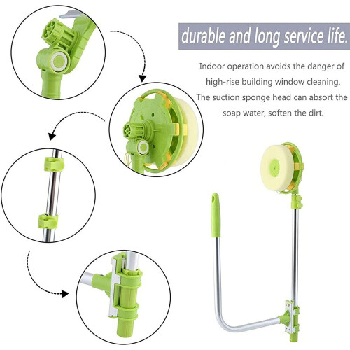 Extendable Window Squeegee with Rotating Head - High-Rise 2-in-1 Window Cleaner, Telescopic 0.6-1.4 m 2