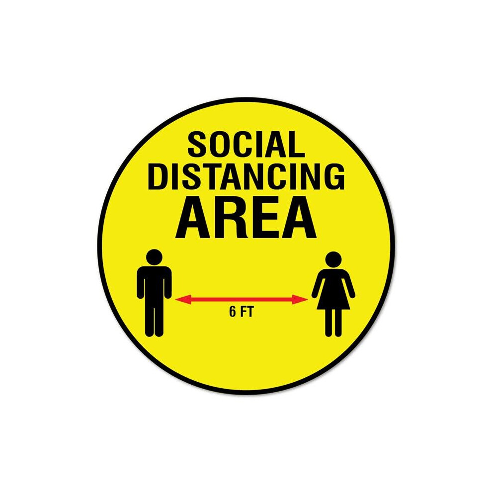Signmission 7 In. Coronavirus Vinyl Decal - Social Distance Area 6 Ft.