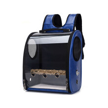 (Blue) Pet Parrot Bird Carrier Travel Backpack Space Capsule Transparent Handbag Bag