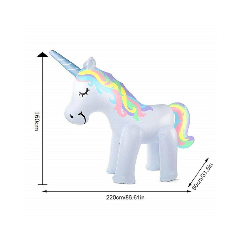 (160cm) Giant Inflatable Unicorn Water Spray Pool Toys Swimming Float Outdoor Fountain Beach Party