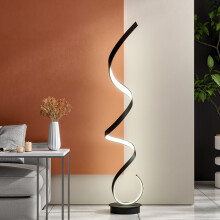 (Black) Modern Living Room LED Spiral Floor Lamp in White Light
