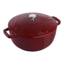 STAUB 24CM ROUND CAST IRON DRAGON COCOTTE/FRENCH OVEN BORDEAUX