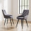 Living And Home (Grey) 2pcs Velvet Metal Legs Button Upholstered Dining Chairs 1
