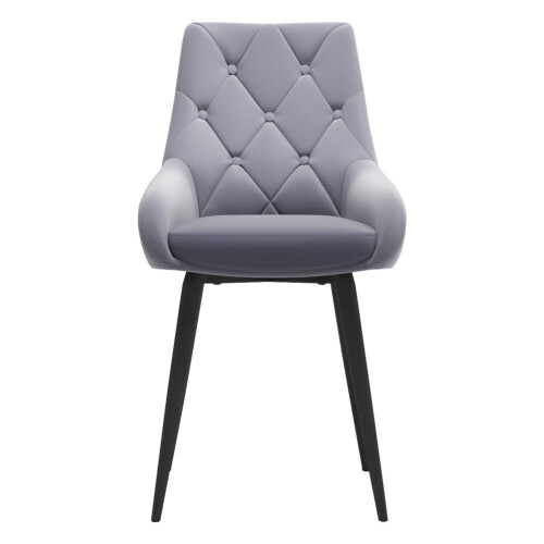 Living And Home (Grey) 2pcs Velvet Metal Legs Button Upholstered Dining Chairs 2