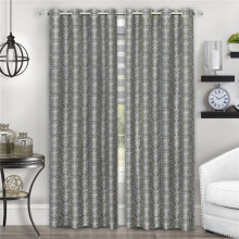 52 x 63 in. Python 8-Grommet Curtain Panel, Black & Silver