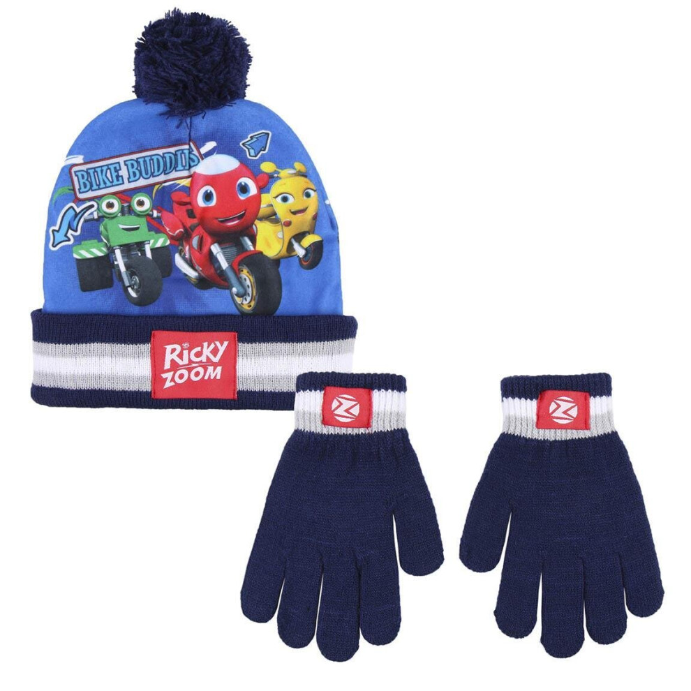 (Hat & Gloves - Ricky Zoom) Kids Warm Beanie Hat Gloves Set Ricky Zoom and Power Player Winter Xmas Gift Set