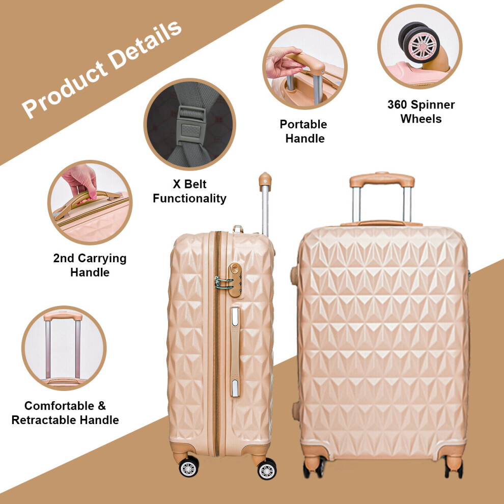 (24'' ROSE GOLD) Medium Suitcase Hard Shell Trolley 4 Wheel spinner