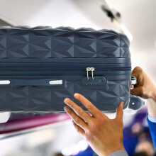(NAVY) Medium Suitcase Hard Shell Trolley 4 Wheel spinner