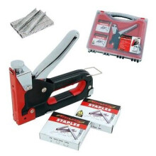 HEAVY DUTY 3 IN 1 UPHOLSTERY STAPLE & NAIL GUN TACKER 1600 STAPLES NAILS IN CASE