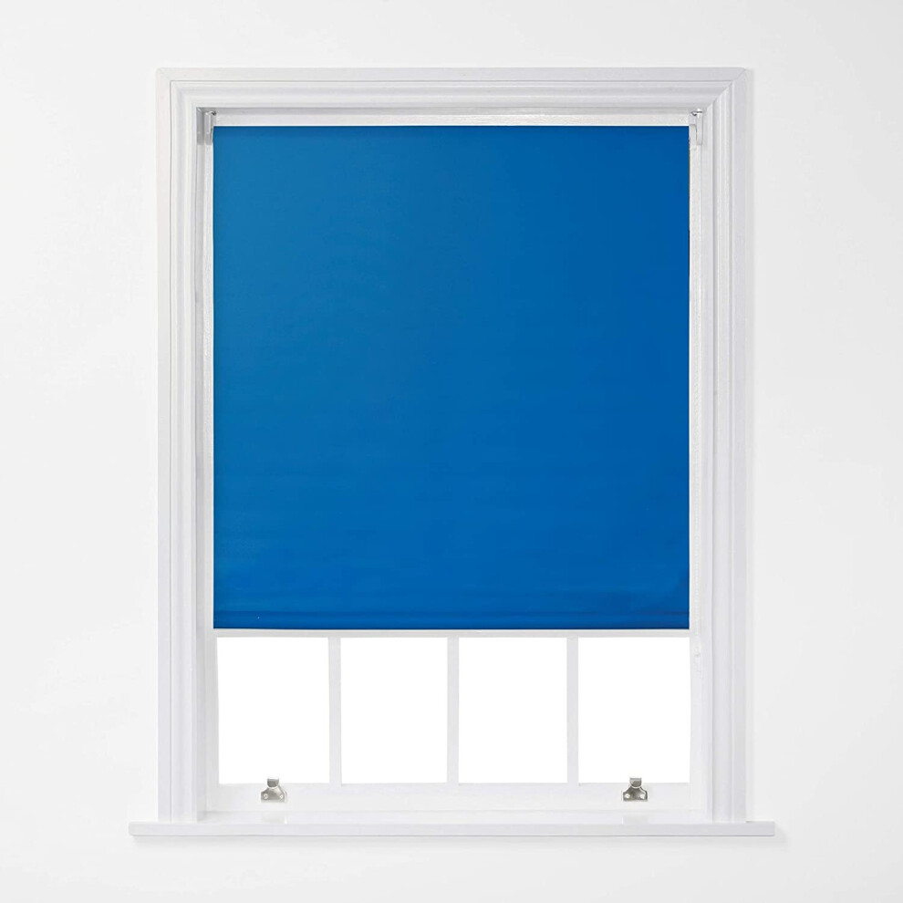 (Royal Blue, 150cm x 170cm (59" x 66.9")) A.Unique Home Trimmable Blackout Roller Window Blind in a Variety of Colours and Sizes