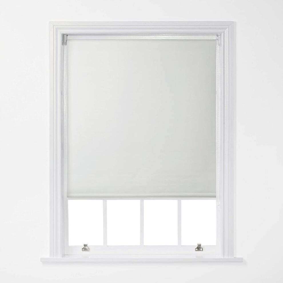 (White, 150cm x 170cm (59" x 66.9")) A.Unique Home Trimmable Blackout Roller Window Blind in a Variety of Colours and Sizes