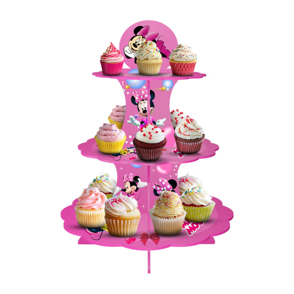 3 Tier Cake Stand Occasion Beautiful Colours (Minnie Mouse Pink)