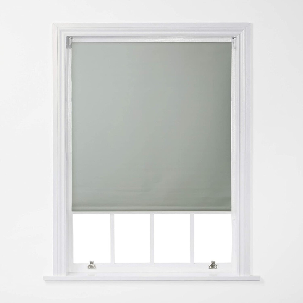 (Grey, 150cm x 170cm (59" x 66.9")) A.Unique Home Trimmable Blackout Roller Window Blind in a Variety of Colours and Sizes