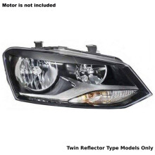 Fits VW Polo MK5 6R 2009-2014 Headlight Headlamp Black & Chrome Twin Reflector Type Driver Side