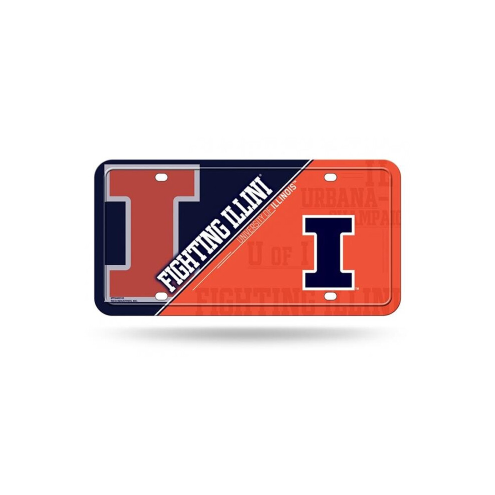212 Main Mtg400103 6 X 12 In. Illinois Fighting Illini Metal License Plate 094746318666