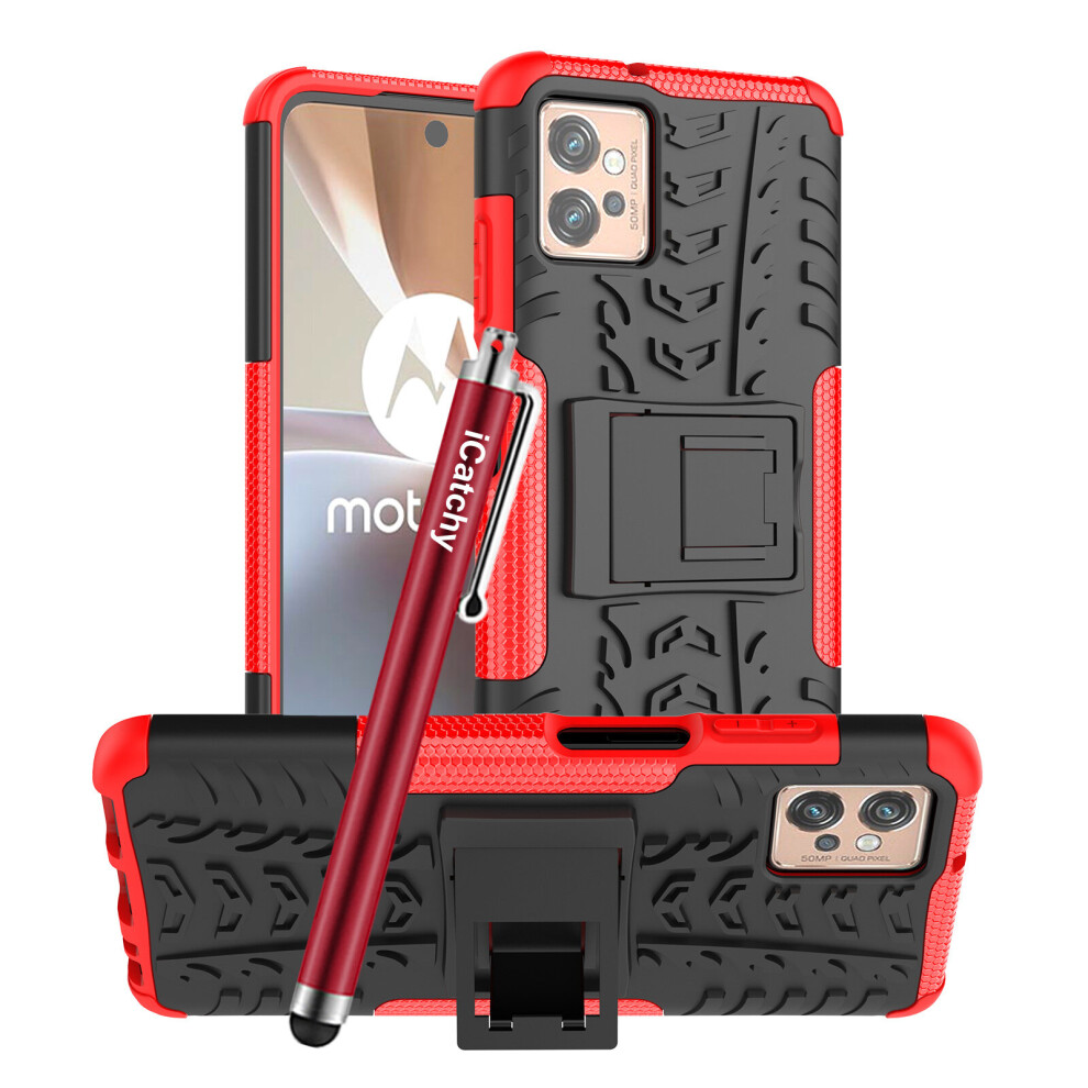 (Red) Motorola Moto G32 Heavy Duty Shockproof Phone Case Red 5056298014804