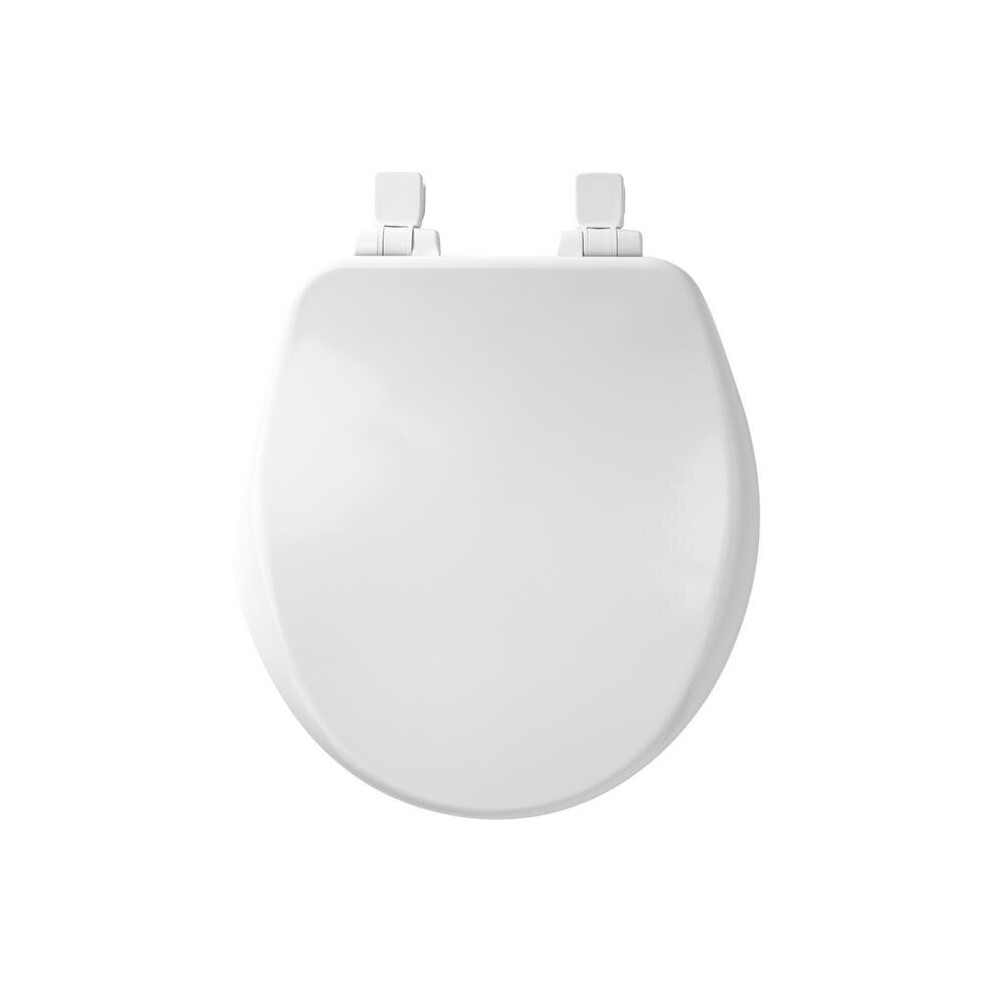 Slow Close Round White Enameled Wood Toilet Seat 745704029499