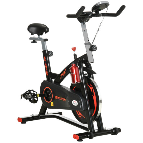 Stationary Exercise Bike with 10KG Flywheel and Phone Holder, Red on OnBuy